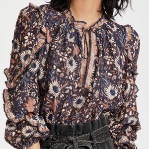 New Ulla Johnson Manet obsidian floral blouse 6